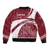 Latvia Bomber Jacket with National Coat of Arms and Traditional Folk Patterns