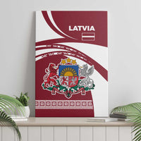 Latvia Canvas Wall Art with National Coat of Arms and Traditional Folk Patterns