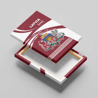 Latvia Canvas Wall Art with National Coat of Arms and Traditional Folk Patterns