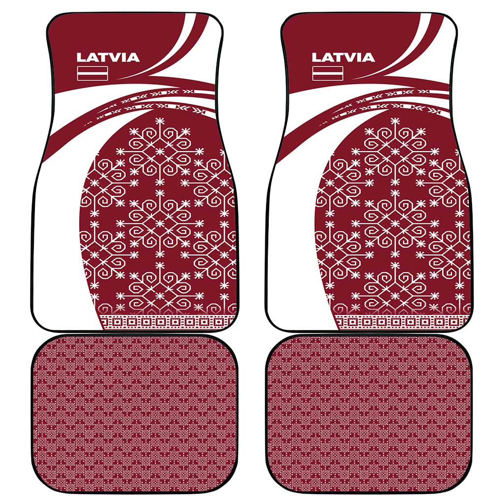 Latvia Car Mats with National Coat of Arms and Traditional Folk Patterns