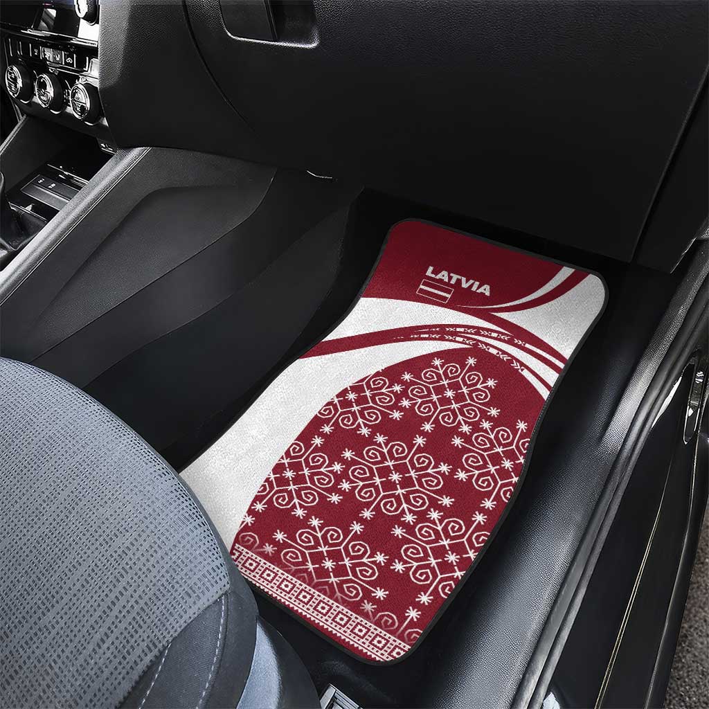 Latvia Car Mats with National Coat of Arms and Traditional Folk Patterns