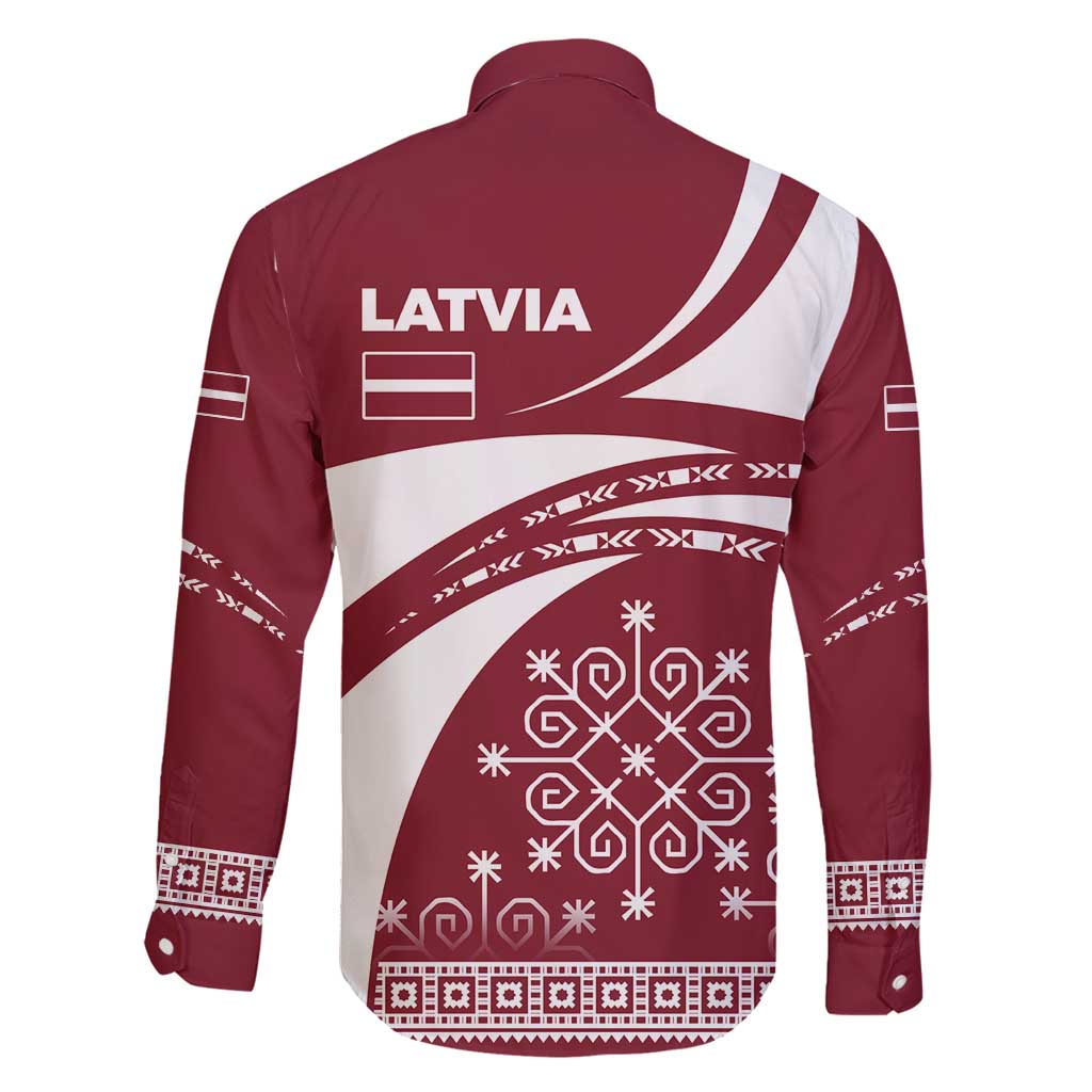 Latvia Family Matching Long Sleeve Bodycon Dress and Hawaiian Shirt with National Coat of Arms and Traditional Folk Patterns