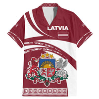 Latvia Family Matching Mermaid Dress and Hawaiian Shirt with National Coat of Arms and Traditional Folk Patterns