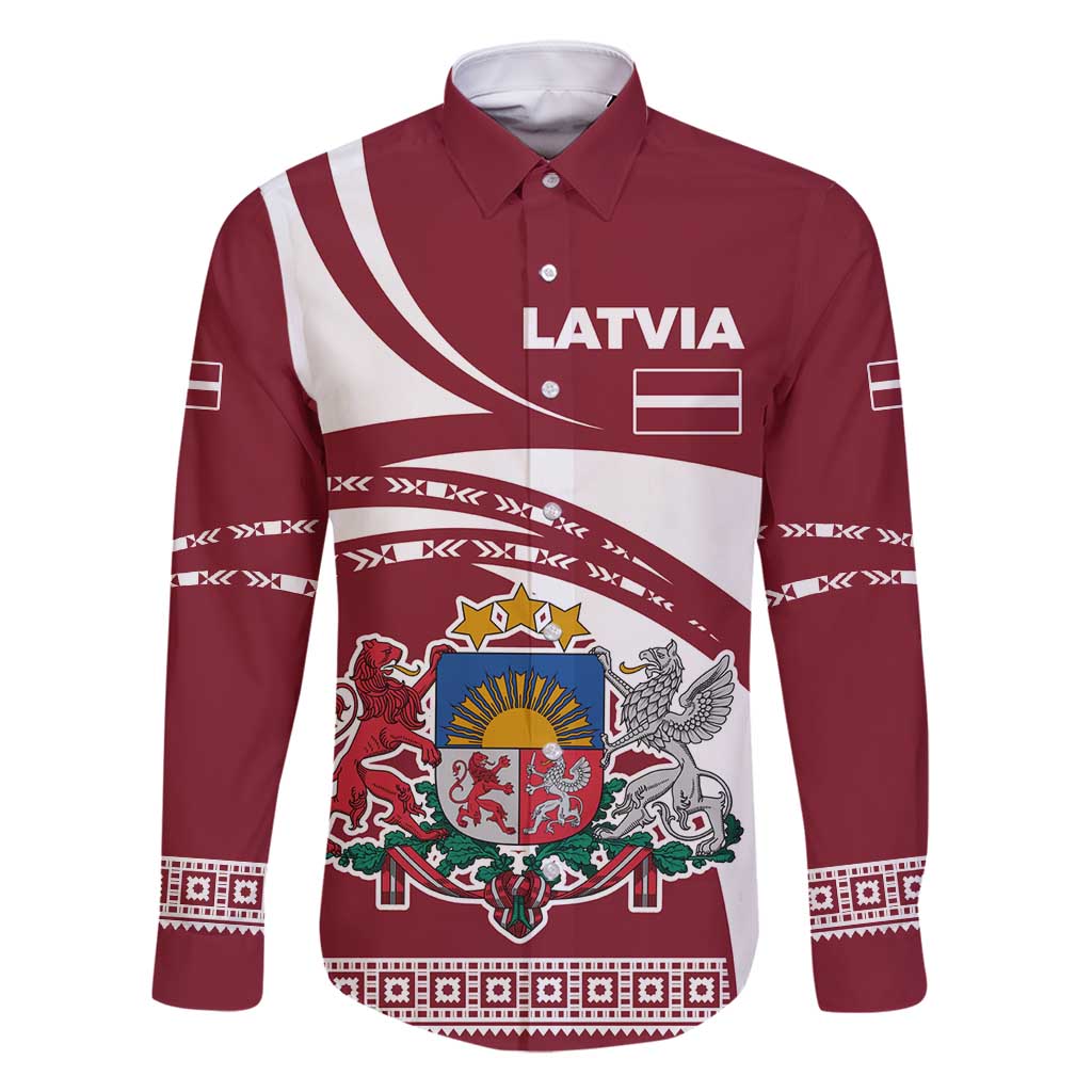 Latvia Family Matching Mermaid Dress and Hawaiian Shirt with National Coat of Arms and Traditional Folk Patterns