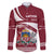 Latvia Family Matching Off The Shoulder Long Sleeve Dress and Hawaiian Shirt with National Coat of Arms and Traditional Folk Patterns