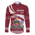 Latvia Family Matching Off Shoulder Maxi Dress and Hawaiian Shirt with National Coat of Arms and Traditional Folk Patterns