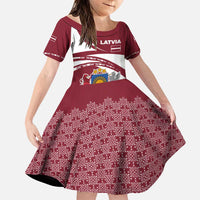 Latvia Family Matching Puletasi and Hawaiian Shirt with National Coat of Arms and Traditional Folk Patterns