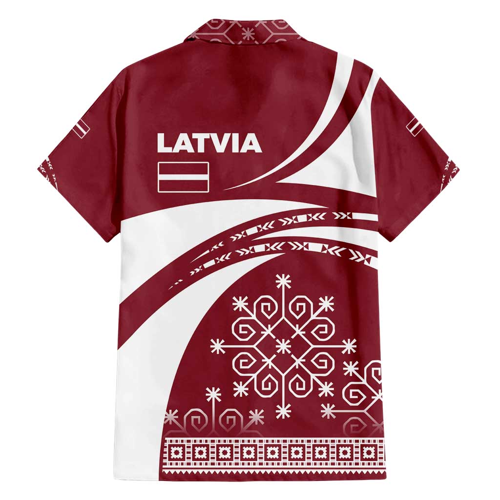 Latvia Family Matching Puletasi and Hawaiian Shirt with National Coat of Arms and Traditional Folk Patterns