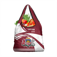 Latvia Grocery Bag with National Coat of Arms and Traditional Folk Patterns