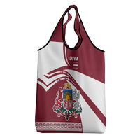 Latvia Grocery Bag with National Coat of Arms and Traditional Folk Patterns