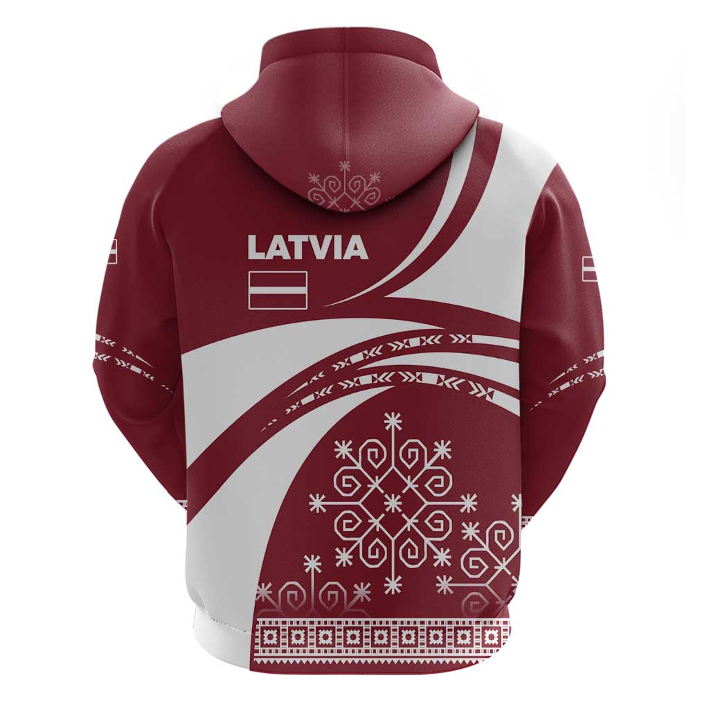 Latvia Hoodie with National Coat of Arms and Traditional Folk Patterns