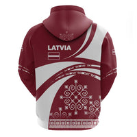 Latvia Hoodie with National Coat of Arms and Traditional Folk Patterns