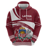 Latvia Hoodie with National Coat of Arms and Traditional Folk Patterns
