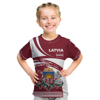 Latvia Kid T Shirt with National Coat of Arms and Traditional Folk Patterns