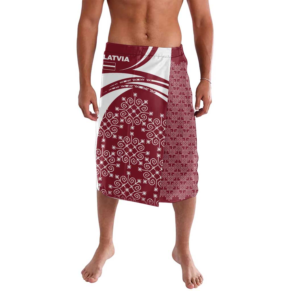 Latvia Lavalava with National Coat of Arms and Traditional Folk Patterns