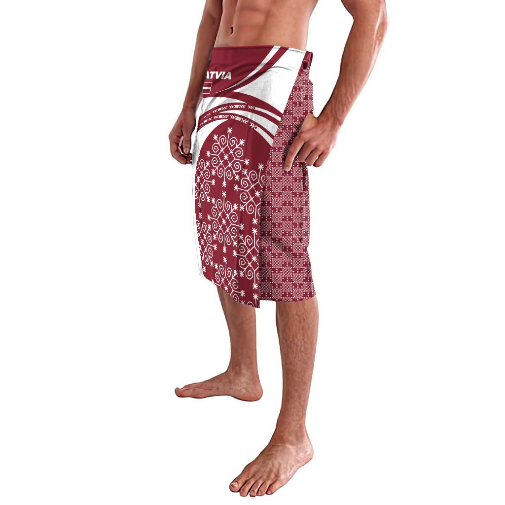 Latvia Lavalava with National Coat of Arms and Traditional Folk Patterns