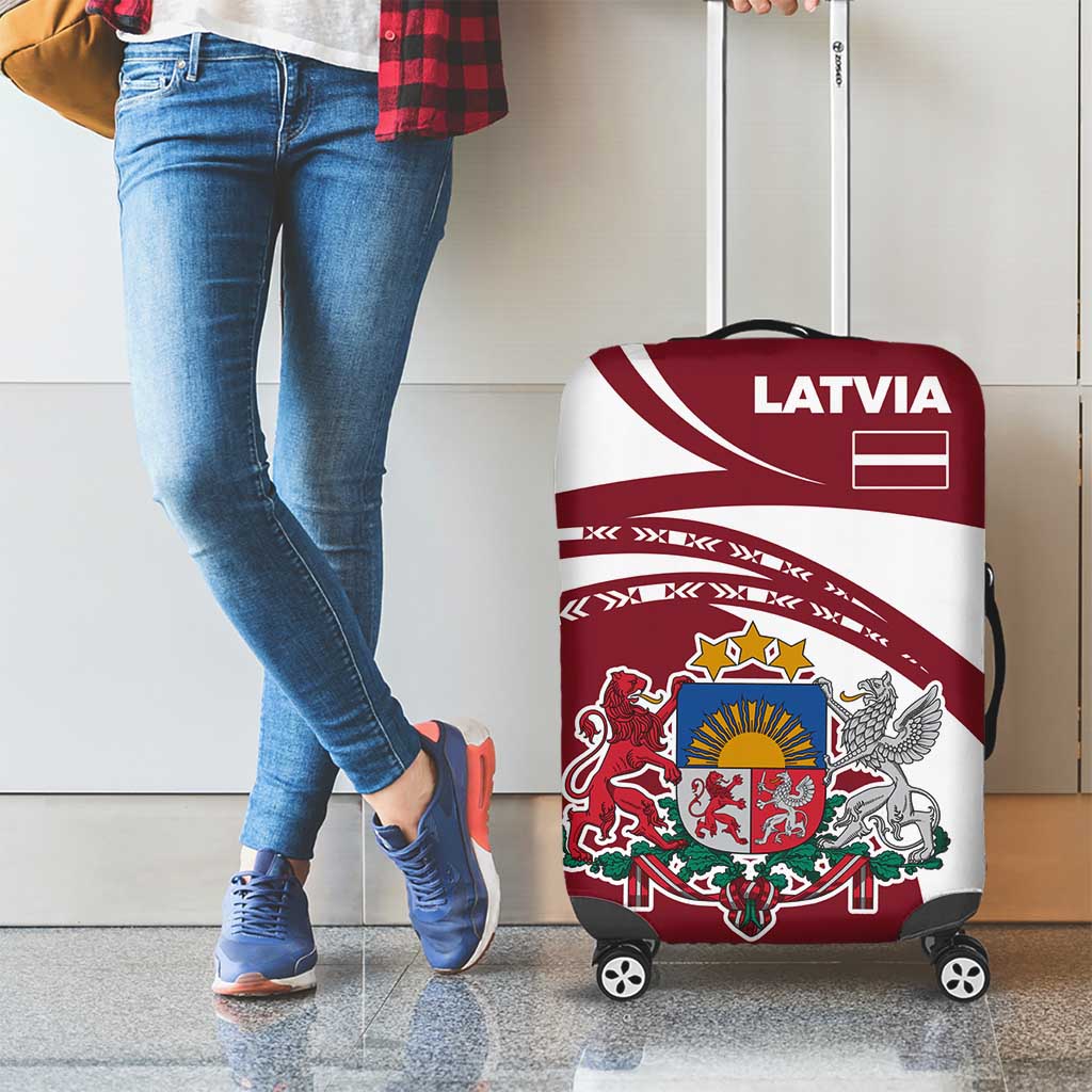 Latvia Luggage Cover with National Coat of Arms and Traditional Folk Patterns