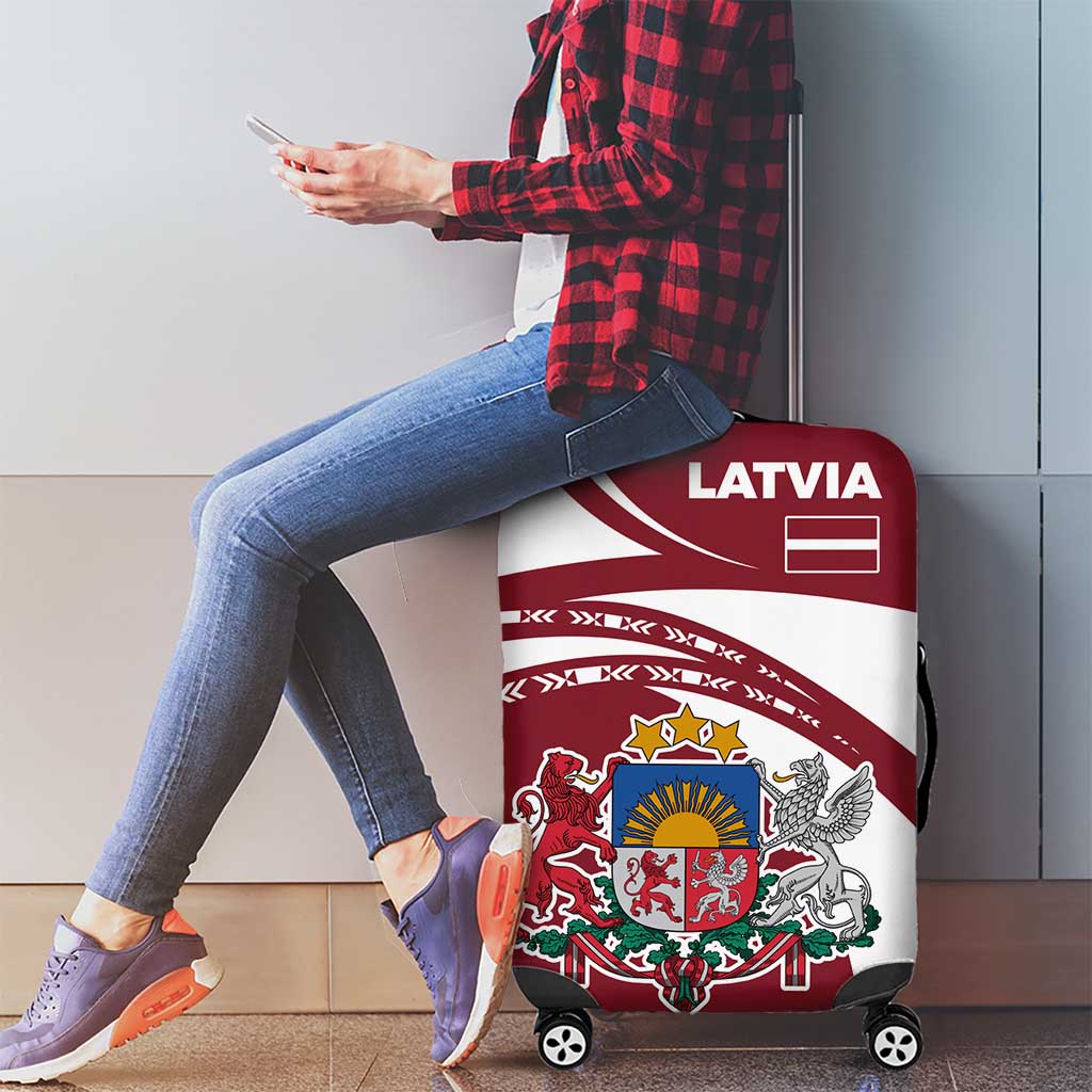Latvia Luggage Cover with National Coat of Arms and Traditional Folk Patterns