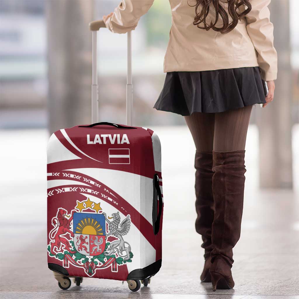 Latvia Luggage Cover with National Coat of Arms and Traditional Folk Patterns