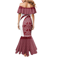 Latvia Mermaid Dress with National Coat of Arms and Traditional Folk Patterns