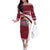Latvia Off The Shoulder Long Sleeve Dress with National Coat of Arms and Traditional Folk Patterns