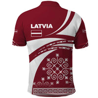 Latvia Polo Shirt with National Coat of Arms and Traditional Folk Patterns