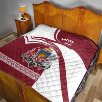 Latvia Quilt with National Coat of Arms and Traditional Folk Patterns