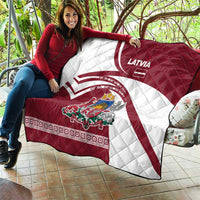 Latvia Quilt with National Coat of Arms and Traditional Folk Patterns