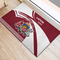 Latvia Rubber Doormat with National Coat of Arms and Traditional Folk Patterns