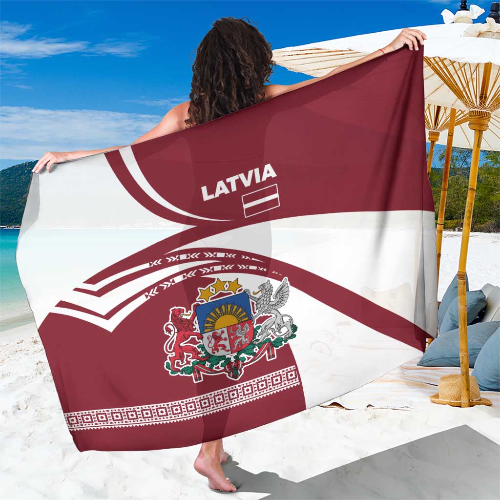 Latvia Sarong with National Coat of Arms and Traditional Folk Patterns