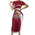Latvia Short Sleeve Bodycon Dress with National Coat of Arms and Traditional Folk Patterns