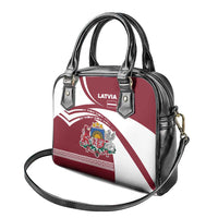 Latvia Shoulder Handbag with National Coat of Arms and Traditional Folk Patterns