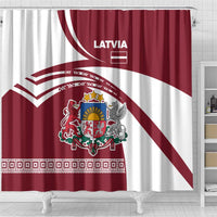 Latvia Shower Curtain with National Coat of Arms and Traditional Folk Patterns