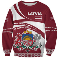 Latvia Sweatshirt with National Coat of Arms and Traditional Folk Patterns