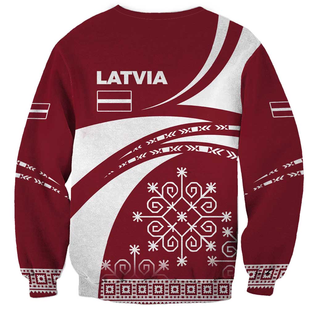 Latvia Sweatshirt with National Coat of Arms and Traditional Folk Patterns