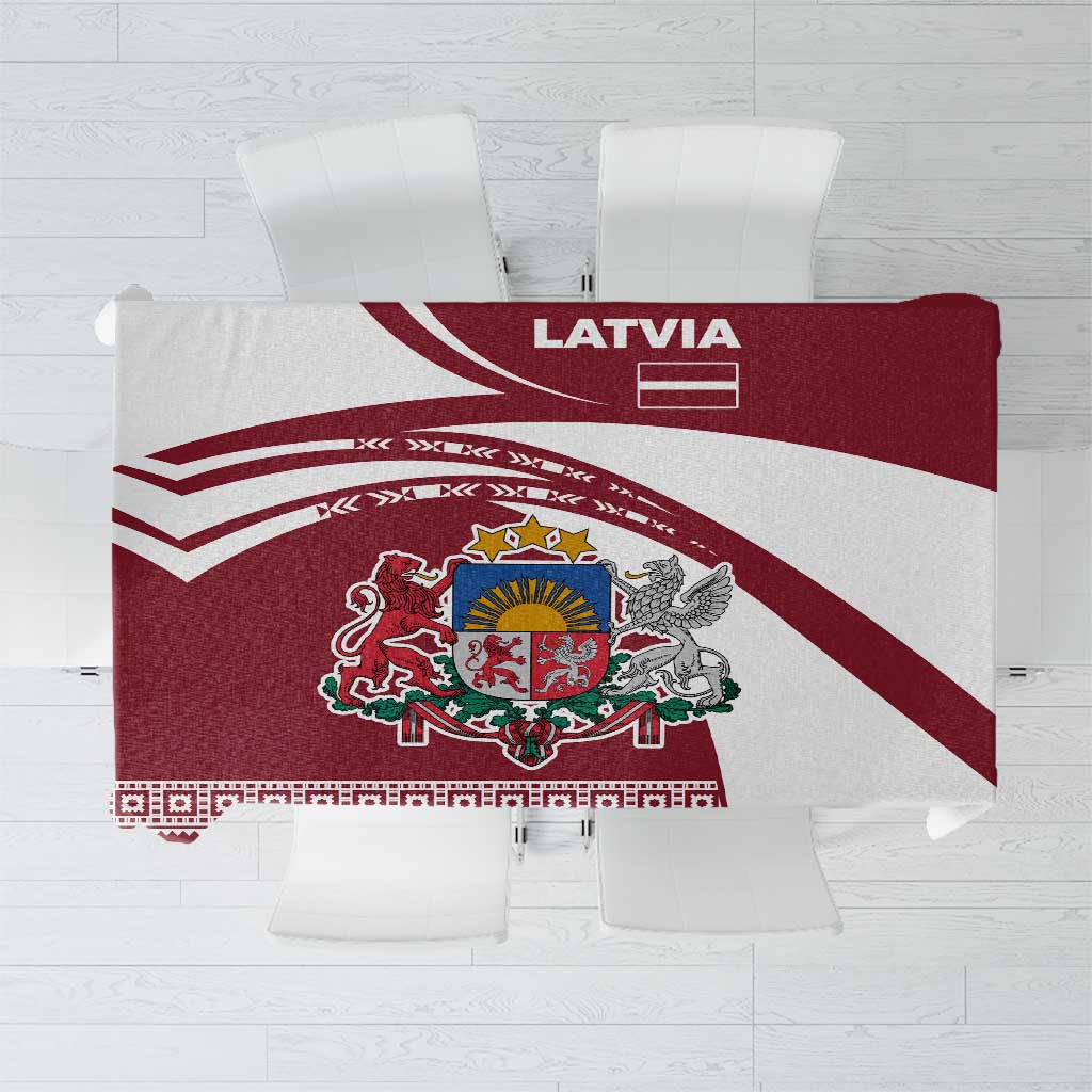 Latvia Tablecloth with National Coat of Arms and Traditional Folk Patterns
