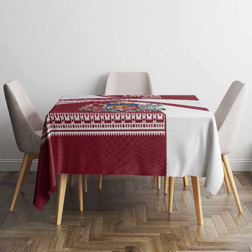 Latvia Tablecloth with National Coat of Arms and Traditional Folk Patterns