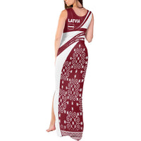Latvia Tank Maxi Dress with National Coat of Arms and Traditional Folk Patterns