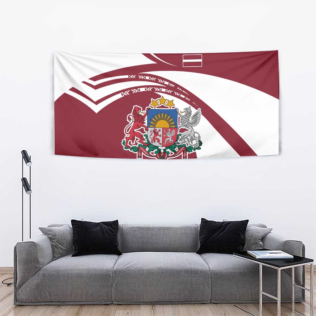 Latvia Tapestry with National Coat of Arms and Traditional Folk Patterns