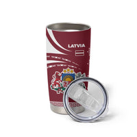 Latvia Tumbler Cup with National Coat of Arms and Traditional Folk Patterns