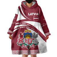 Latvia Wearable Blanket Hoodie with National Coat of Arms and Traditional Folk Patterns