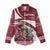 Latvia Women Casual Shirt with National Coat of Arms and Traditional Folk Patterns