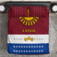 Latvia Bedding Set with Three Stars Design and Traditional Pattern Details