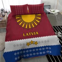 Latvia Bedding Set with Three Stars Design and Traditional Pattern Details