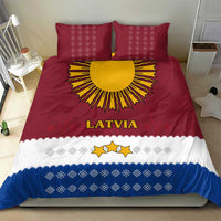 Latvia Bedding Set with Three Stars Design and Traditional Pattern Details