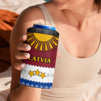 Latvia 4 in 1 Can Cooler Tumbler with Three Stars Design and Traditional Pattern Details