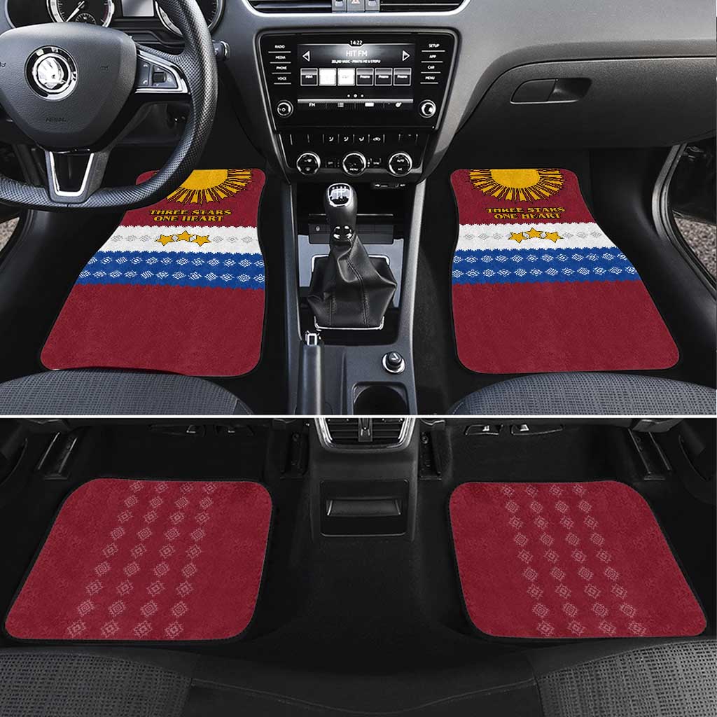 Latvia Car Mats with Three Stars Design and Traditional Pattern Details