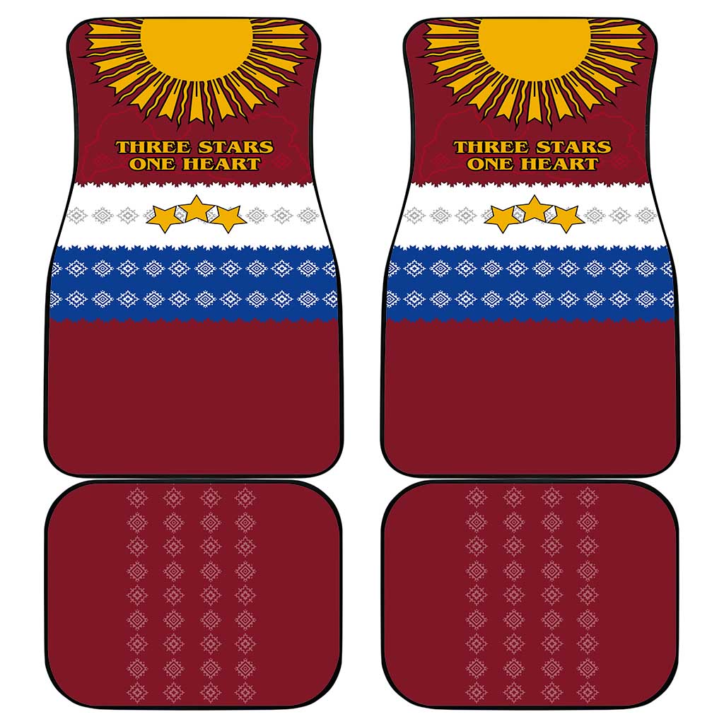 Latvia Car Mats with Three Stars Design and Traditional Pattern Details