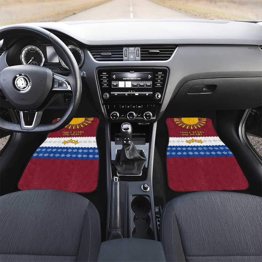 Latvia Car Mats with Three Stars Design and Traditional Pattern Details