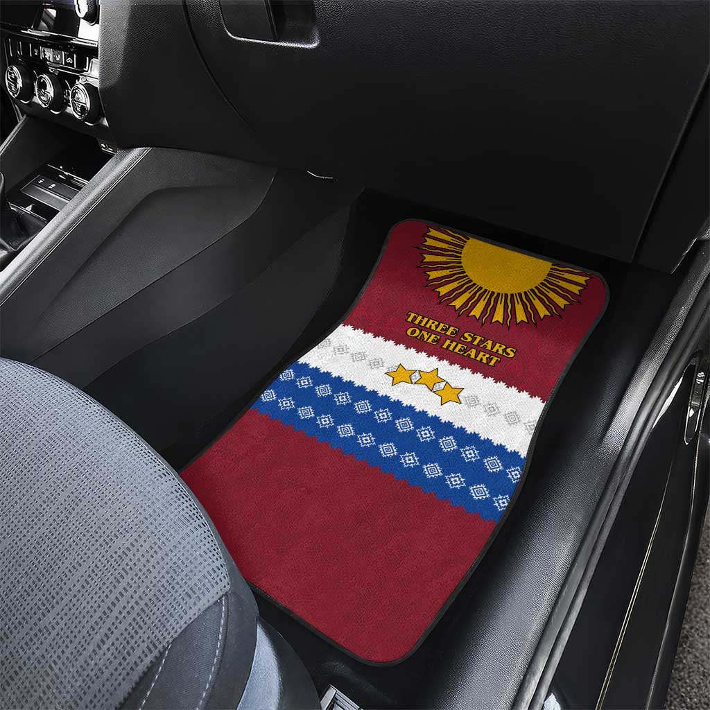 Latvia Car Mats with Three Stars Design and Traditional Pattern Details